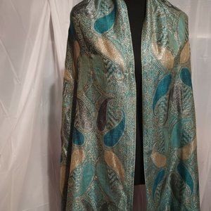 SUMMER CLEARANCE -- BLING AQUA SCARF FOR EVENING AND SPECIAL OCCASIONS